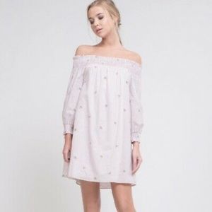 Pink Stripe Dress With Embroidered Flowers